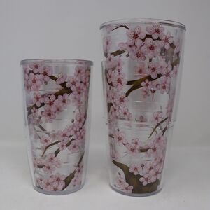 Tervis Tumbler Pink Cherry Blossoms Travel Cup 24 oz & 16 oz Insulated USA Made